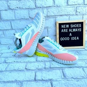 ECCO 🍑Women's White & Peach Nectar Zipflex Athleisure Sneakers US 8.5 / …